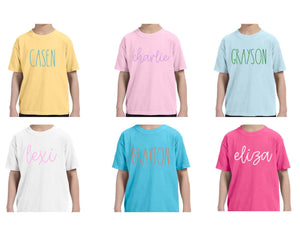 Kids Comfort Color Custom Puff Name T-Shirts