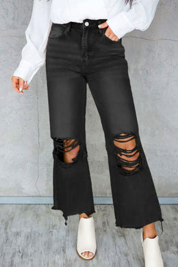 Black Flare Distressed Jeans