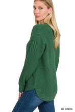 Load image into Gallery viewer, HI-LOW LONG SLEEVE ROUND NECK WAFFLE SWEATER