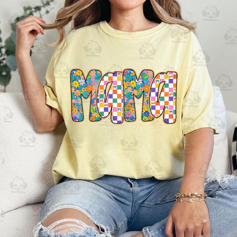 Checkered and Floral Mama