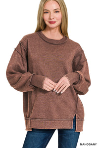 Acid Washed Split Exposed Seam Sweatshirt