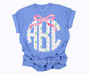 Scalloped Floral Bow Monogram