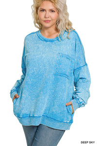 Acid Washed Pocket Sweatshirt