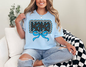 Blue Checkered Mama Bow