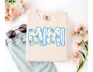 Floral Blue and White Striped Name