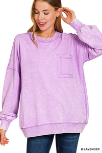 Acid Washed Pocket Sweatshirt