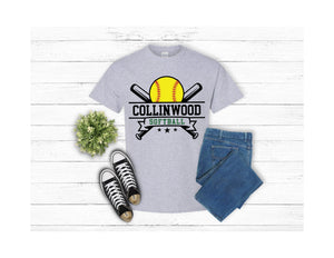 Yellow Softball Crossed Bats