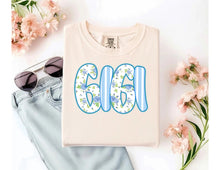 Load image into Gallery viewer, Floral Blue and White Striped Name