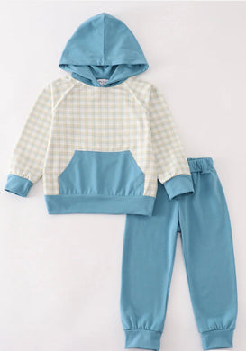 Boys Plaid Jogger Set