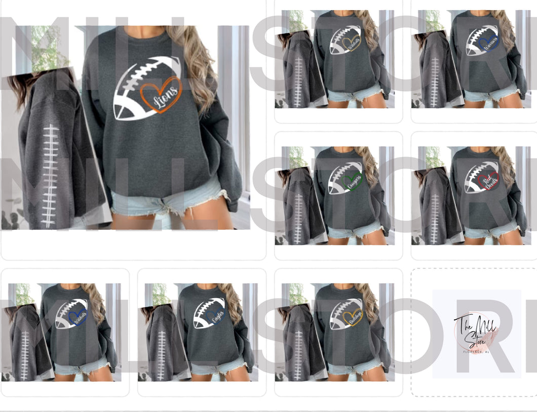 Football Heart Sweatshirts Round 1