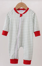 Load image into Gallery viewer, Sage Gingham Christmas Pajamas